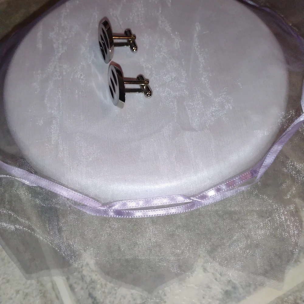VINTAGE Silver Oval Striped Cufflinks
